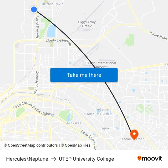 Hercules\Neptune to UTEP University College map