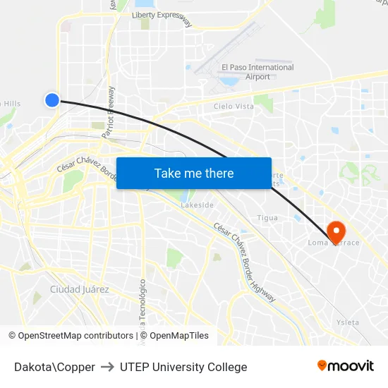 Dakota\Copper to UTEP University College map