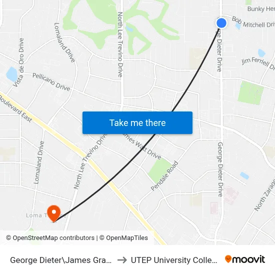 George Dieter\James Grant to UTEP University College map