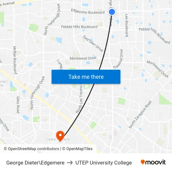 George Dieter\Edgemere to UTEP University College map
