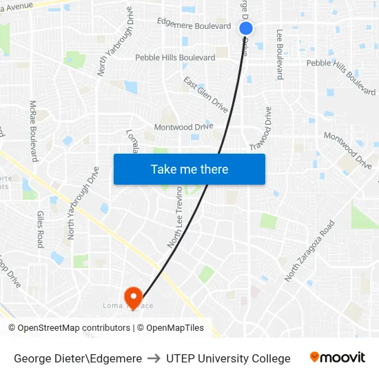 George Dieter\Edgemere to UTEP University College map