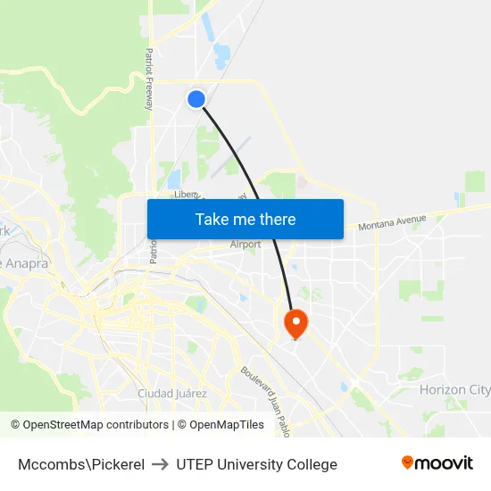 Mccombs\Pickerel to UTEP University College map