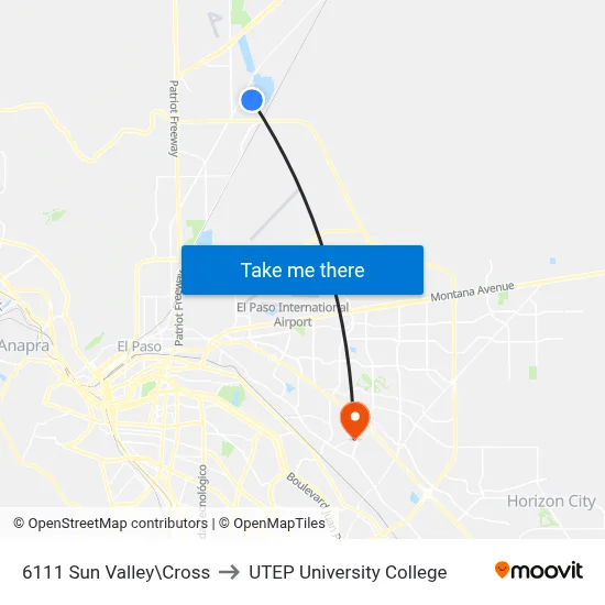 6111 Sun Valley\Cross to UTEP University College map