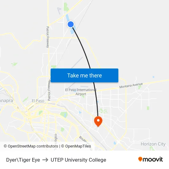 Dyer\Tiger Eye to UTEP University College map