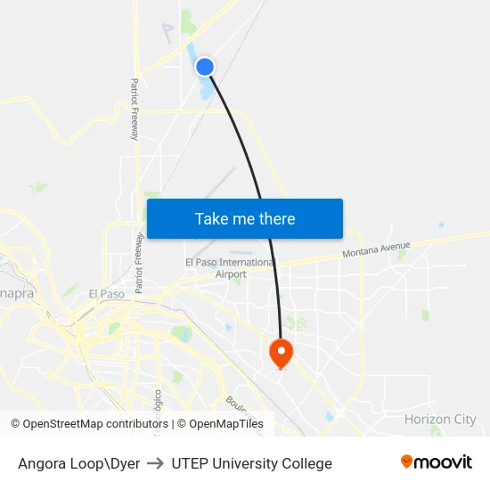 Angora Loop\Dyer to UTEP University College map