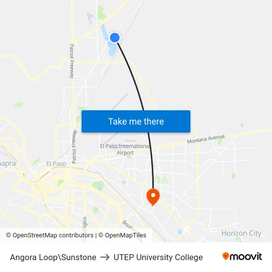 Angora Loop\Sunstone to UTEP University College map