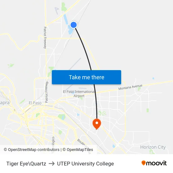 Tiger Eye\Quartz to UTEP University College map