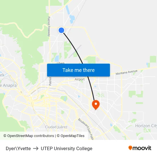 Dyer\Yvette to UTEP University College map