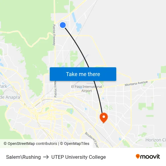 Salem\Rushing to UTEP University College map