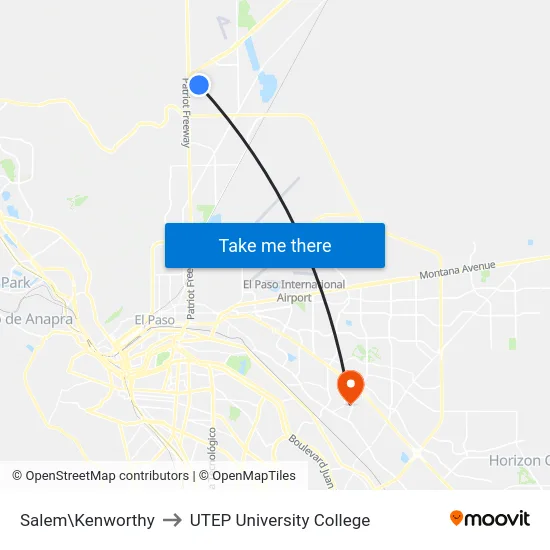 Salem\Kenworthy to UTEP University College map