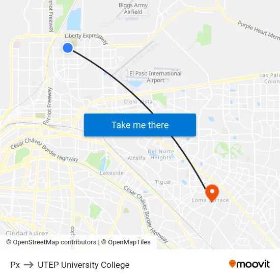 Px to UTEP University College map