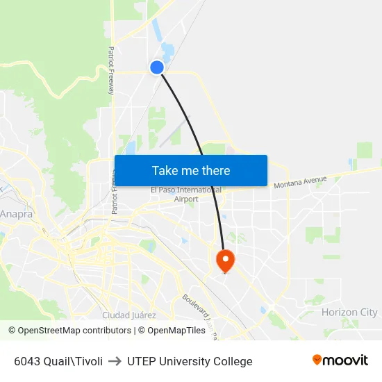 6043 Quail\Tivoli to UTEP University College map