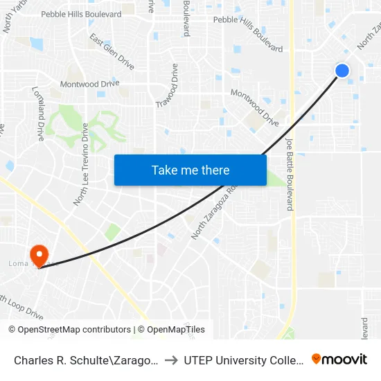 Charles R. Schulte\Zaragoza to UTEP University College map