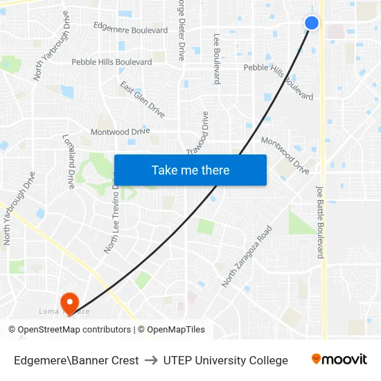 Edgemere\Banner Crest to UTEP University College map