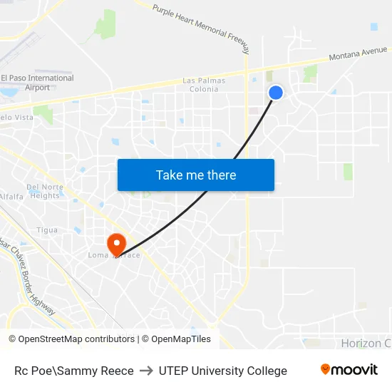 Rc Poe\Sammy Reece to UTEP University College map