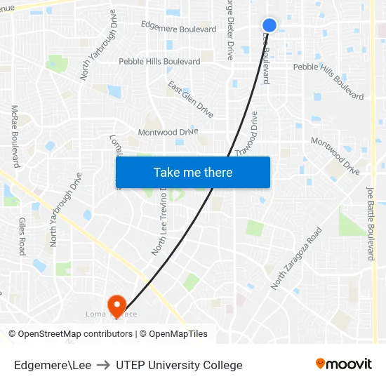 Edgemere\Lee to UTEP University College map
