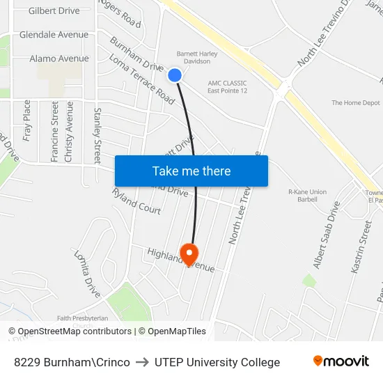 8229 Burnham\Crinco to UTEP University College map