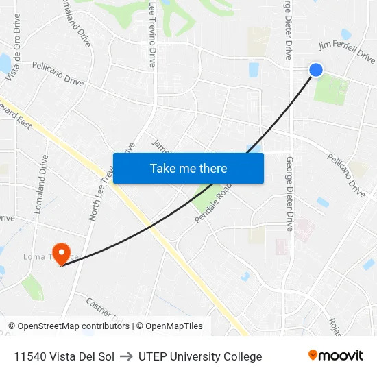 11540 Vista Del Sol to UTEP University College map