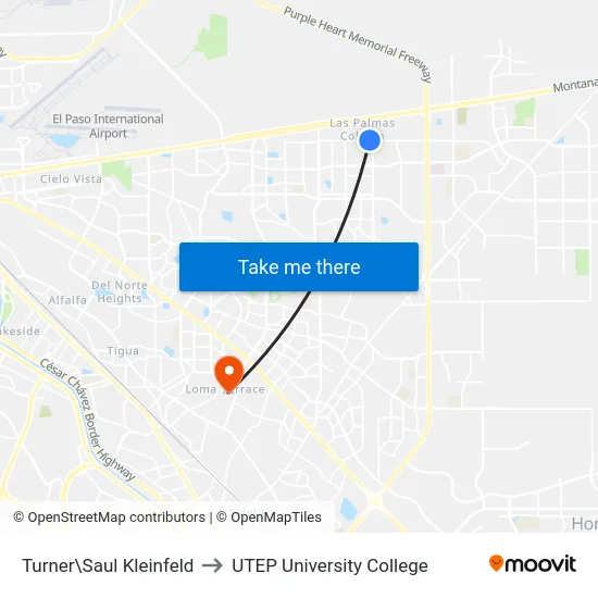 Turner\Saul Kleinfeld to UTEP University College map