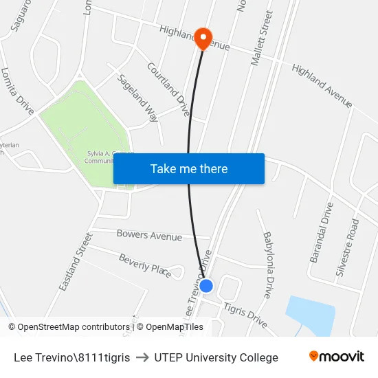 Lee Trevino\8111tigris to UTEP University College map