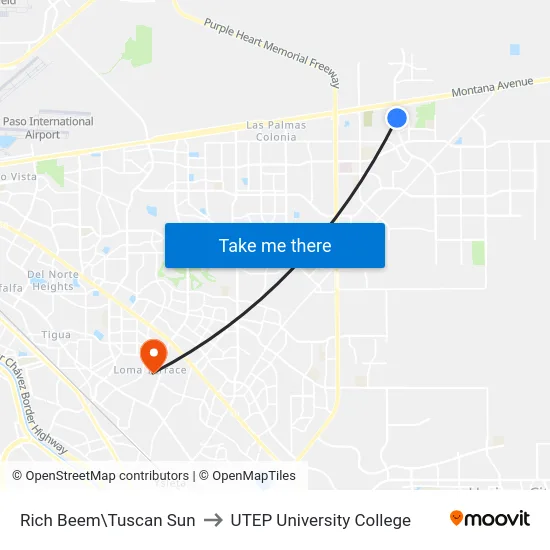 Rich Beem\Tuscan Sun to UTEP University College map