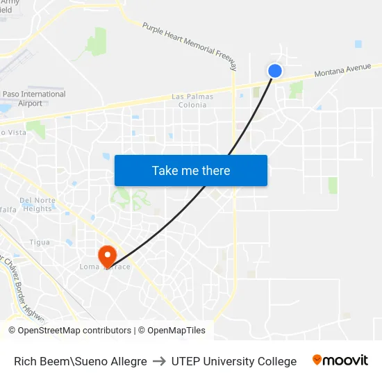 Rich Beem\Sueno Allegre to UTEP University College map