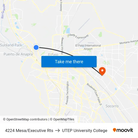 4224 Mesa/Executive Rts to UTEP University College map