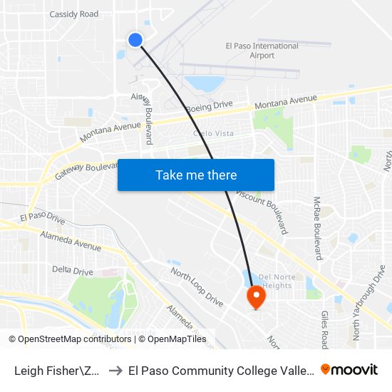 Leigh Fisher\Zane Grey to El Paso Community College Valle Verde Campus map