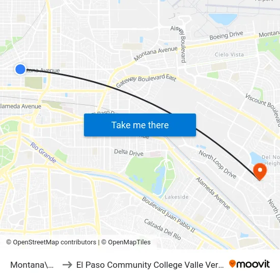 Montana\Copia to El Paso Community College Valle Verde Campus map