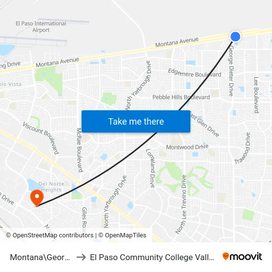 Montana\George Dieter to El Paso Community College Valle Verde Campus map