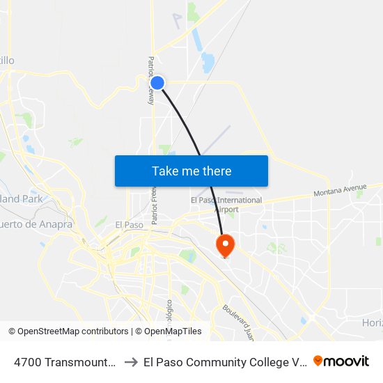 4700 Transmountain\Wal-Mart to El Paso Community College Valle Verde Campus map