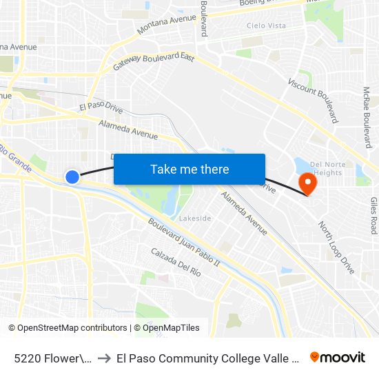 5220 Flower\Cortez to El Paso Community College Valle Verde Campus map