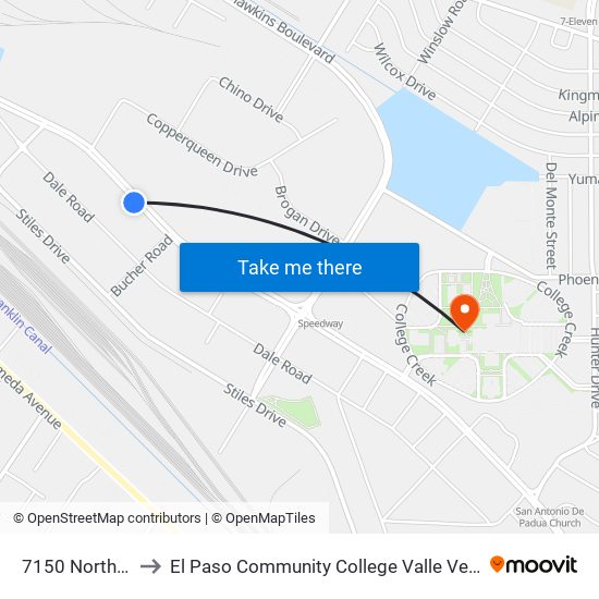 7150 North Loop to El Paso Community College Valle Verde Campus map