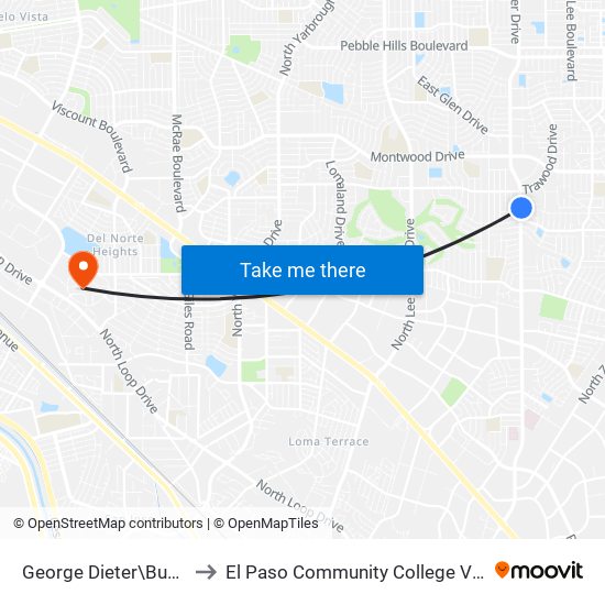 George Dieter\Bunky Henry Ln. to El Paso Community College Valle Verde Campus map