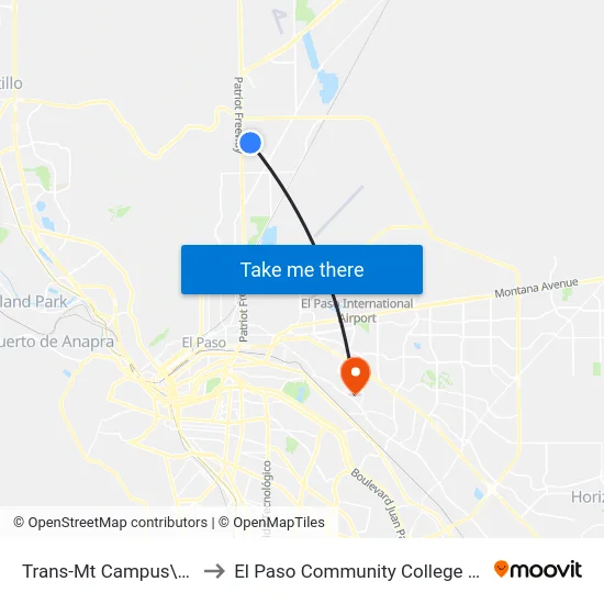 Trans-Mt Campus\Kenworthy\Fol to El Paso Community College Valle Verde Campus map