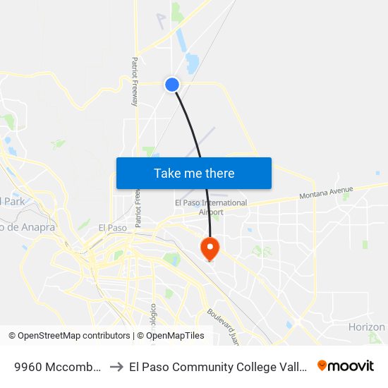 9960 Mccombs\Sahara to El Paso Community College Valle Verde Campus map