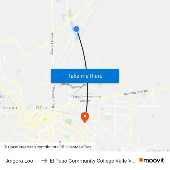 Angora Loop\Dyer to El Paso Community College Valle Verde Campus map