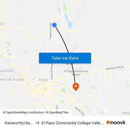 Kenworthy\Sagitarius to El Paso Community College Valle Verde Campus map