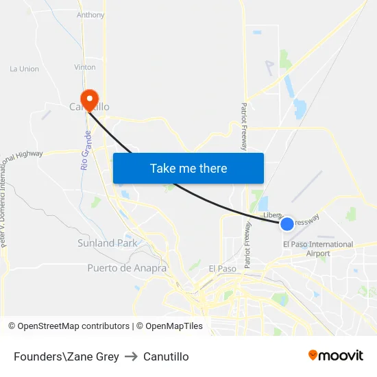 Founders\Zane Grey to Canutillo map