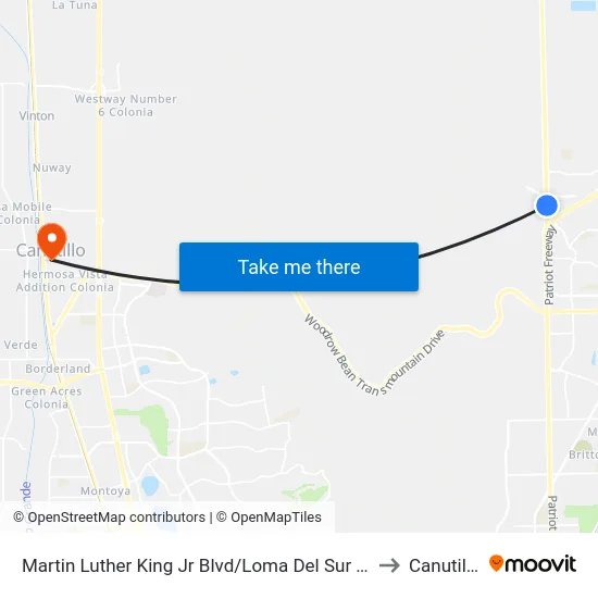 Martin Luther King Jr Blvd/Loma Del Sur Dr to Canutillo map