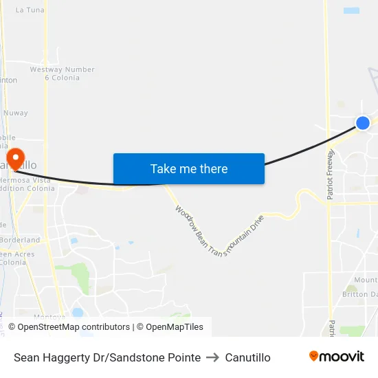 Sean Haggerty Dr/Sandstone Pointe to Canutillo map