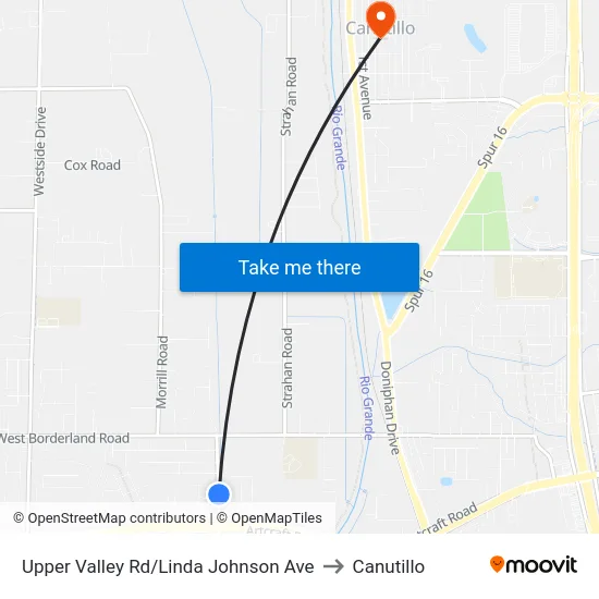 Upper Valley Rd/Linda Johnson Ave to Canutillo map