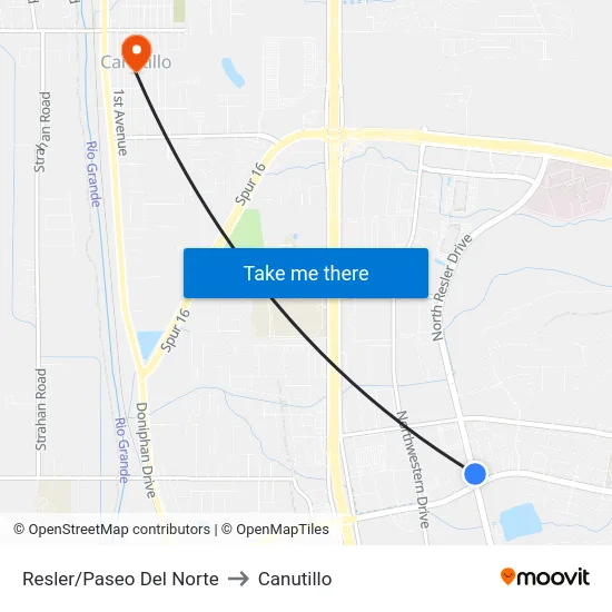 Resler/Paseo Del Norte to Canutillo map