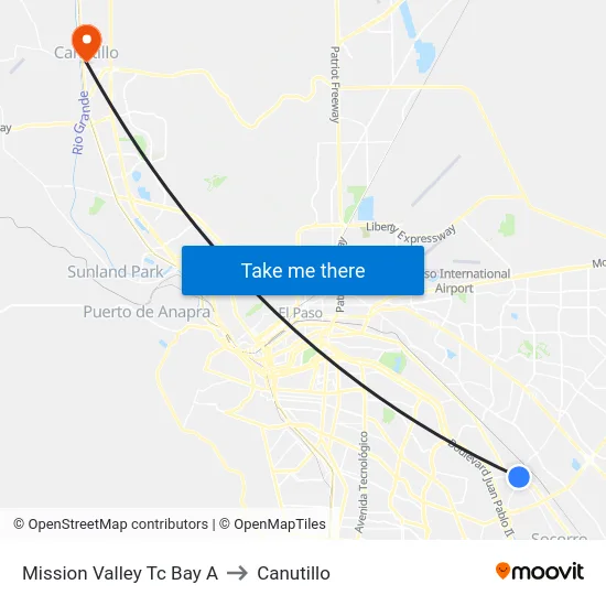 Mission Valley Tc Bay A to Canutillo map