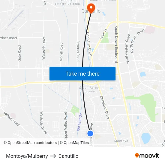 Montoya/Mulberry to Canutillo map