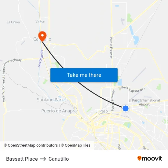 Bassett Place to Canutillo map
