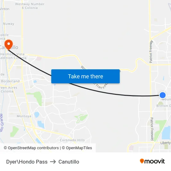 Dyer\Hondo Pass to Canutillo map