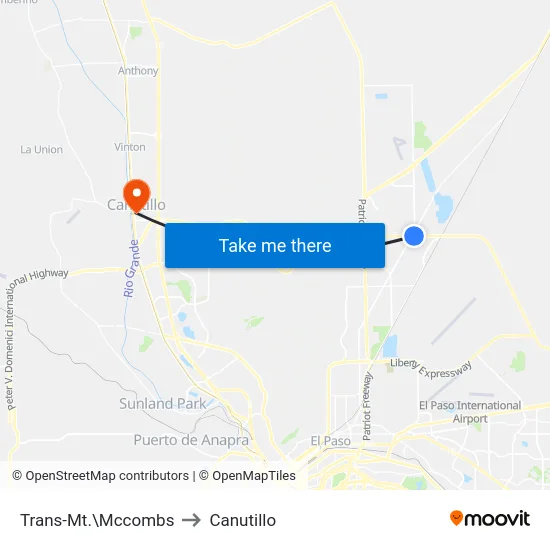 Trans-Mt.\Mccombs to Canutillo map