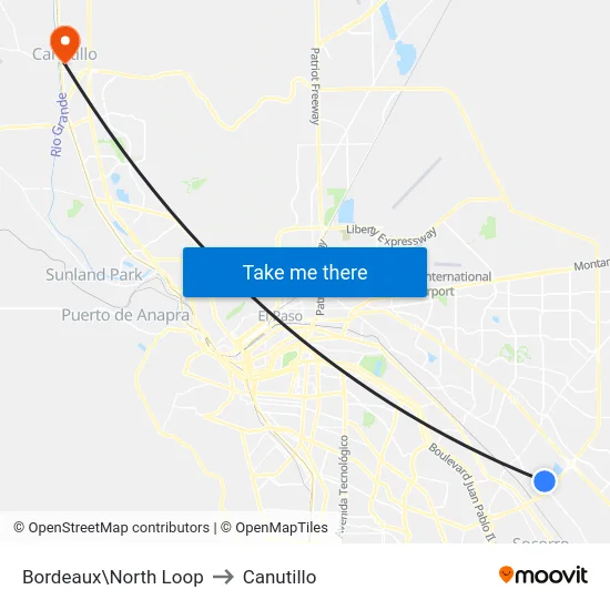 Bordeaux\North Loop to Canutillo map