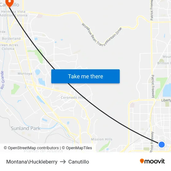 Montana\Huckleberry to Canutillo map